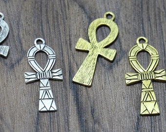 8pcs ägyptischen Ankh Kreuz Charme Antik gold Ton alten ägyptischen Kreuz religiöse Charms 18 x 41mm