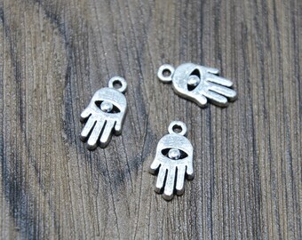 30 st antika tibetanska silver Hamsa handberlocker hängen 2-sidig berlock 16 x 7 mm