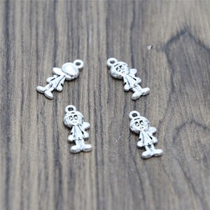 10Sets(20pcs) Boy and Girl Charms Silver tone Lovely Little boys and girls Charm pendants