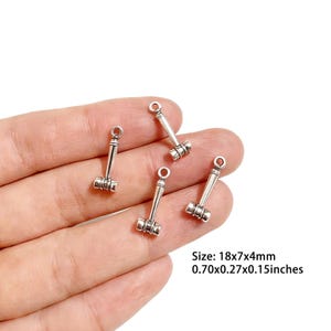 50 Tiny Judge's Hammer Charms: Silver Tone Pendants (18x7x4mm) image 2