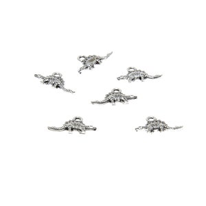 50 Antique Silver Tone Dinosaur Charms: DIY Jewelry Findings