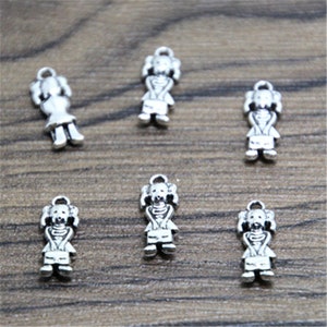 40pcs little girl Charms  silver tone  little girl charm pendants 15x6mm