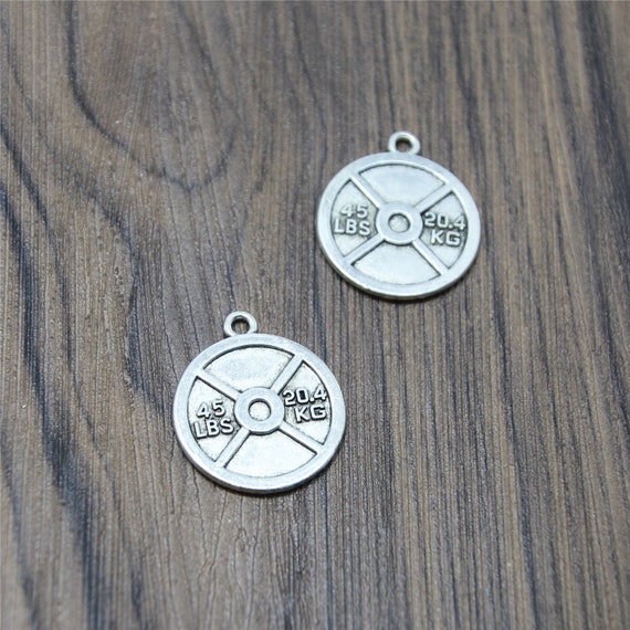 6pcs Barbell Weight Charms Antique Tibetan Silver Barbell Weight