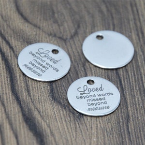 10pcs/lot Love charm Loved beyond words measure Stainless steel message Charm pendant 20mm