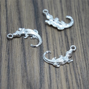 10pcs Alligator Charms Silver Tone 3D Alligator charm pendants Crocodile charms 40x12mm