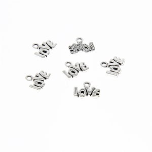 40 Tibetan Silver Love Word Charms: DIY Jewelry Pendants