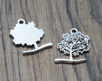 10pcs/lot Tree Charms Antiqued silver Tone Tree cut out plant charm pendants 22x19mm
