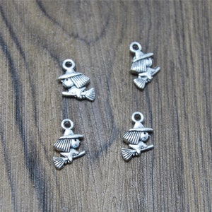 30pcs Witch Charms Antique Tibetan silver Witch Charms pendants  13x10mm