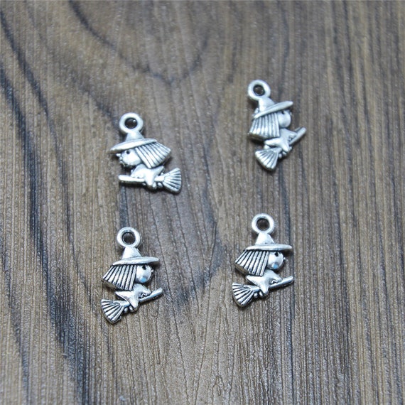 30pcs Witch Charms Antique Tibetan Silver Witch Charms Pendants 13x10mm 