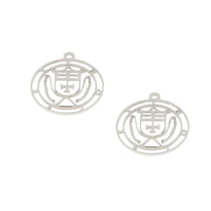 5 Crocell Symbol Charms: Stainless Steel Ars Goetia Seal Pendants (25mm)