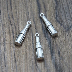 15pcs/lot Lipstick Charms Antiqued silver Tone Lipstick charm pendants 24x5.5mm