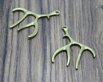 6PCS Deer Antlers pendants Bronze tone Deer Antlers Charms Pendant 40x52mm