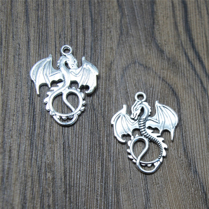 10pcs Dragon Charms Silver Bronze Tone Dragon Charm Pendants Etsy