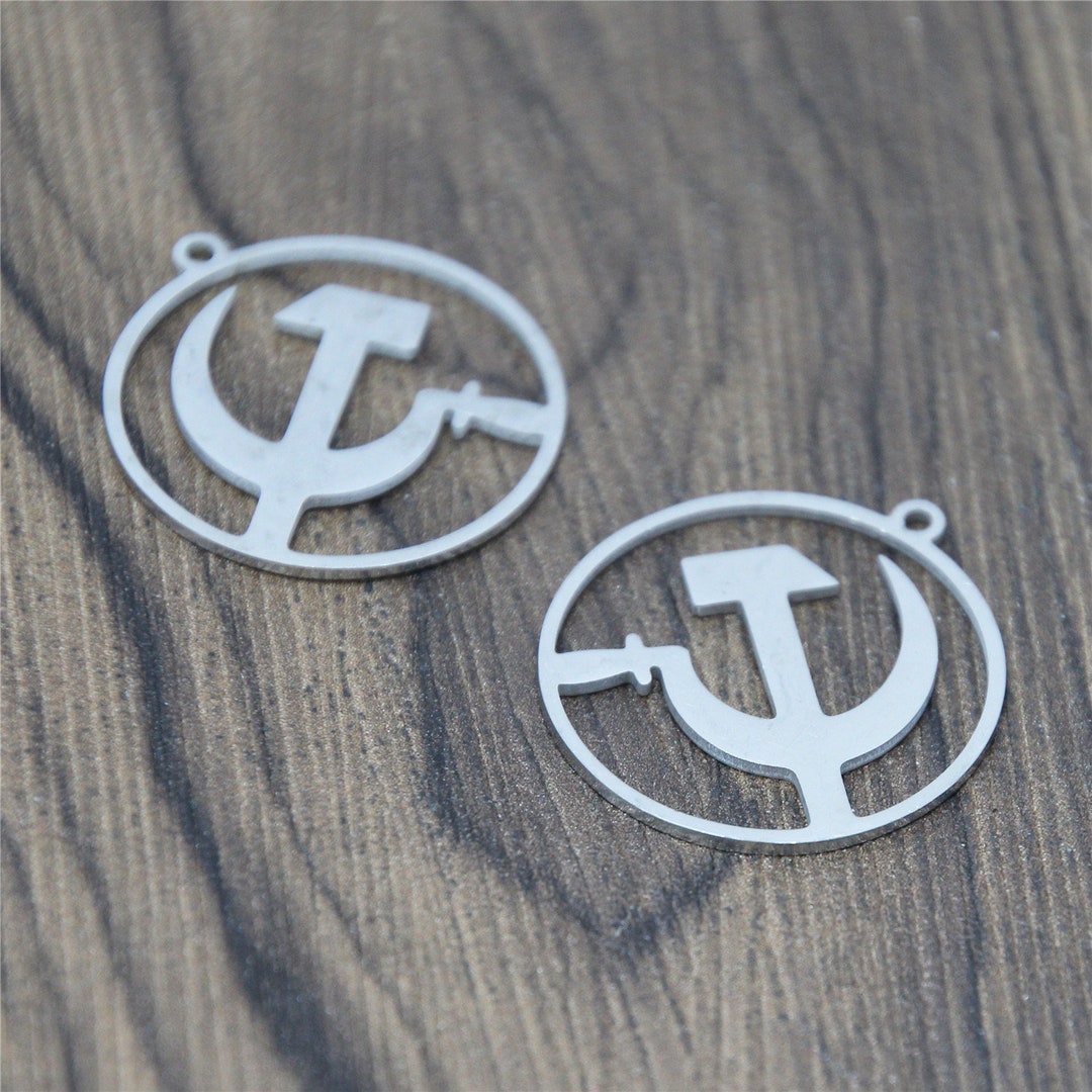 5pcs/lot Hammer and Sickle Pendant Stainless Steel Soviet Union Charm