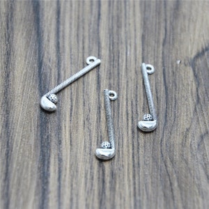 20pcs Golf Club Charms Silver Tone 2 Sided Golf club charm pendants sports charm 33x8mm