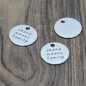 10pcs ohana means family charm silver tone lilo and stitch message charm pendant 20mm