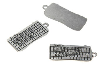 15 sztuk/partia zawieszka na klawiaturę Srebrny wisiorek na klawiaturę komputerową DIY biżuteria 30 x 13 mm