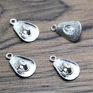 20 Stück Cowboy Hut Charms silber 3D Cowboy Hut Charme Anhänger 21 x 13 mm