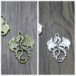 10pcs dragon charms  silver bronze tone dragon Charm Pendants 27x34mm