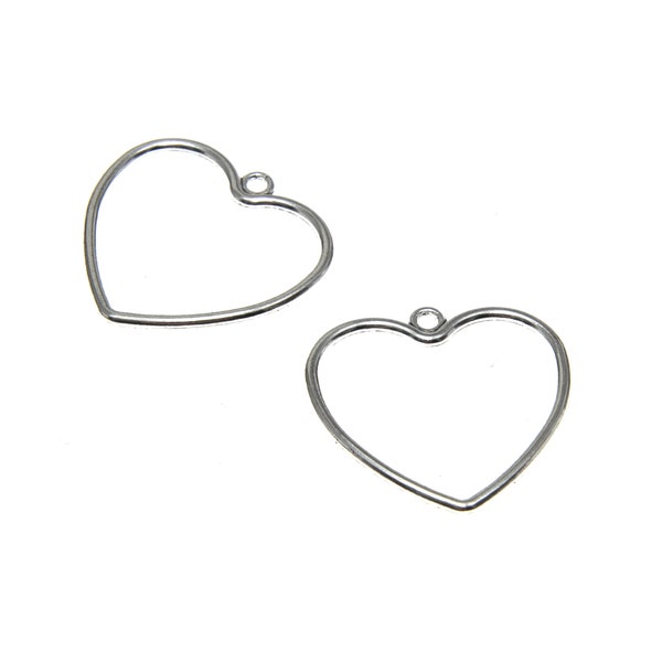 20pcs/lot Large heart charm Silver tone Hollow heart charm pendant DIY jewelry 30x28mm