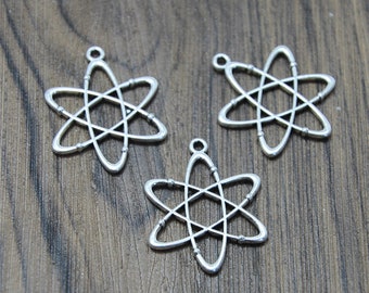 15pcs Atom Chemistry Charms Antique Silver Plated science Charm pendant 26x33mm