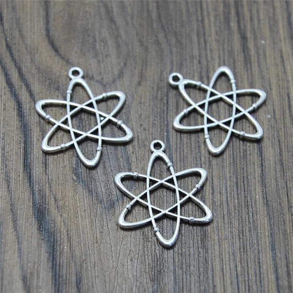 15pcs Atom Chemistry Charms Antique Silver Plated science Charm pendant 26x33mm
