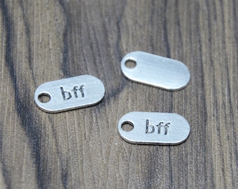 30pcs bff tag Charms Antiqued Silver Tone 2 sided bff charm pendants 18x9mm