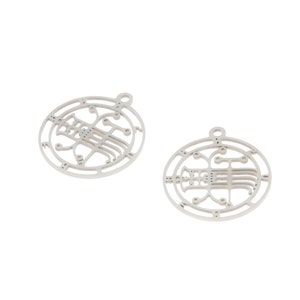 5pcs Naberius Sigil Charm: Stainless Steel Ars Goetia Seal Pendant (25mm)