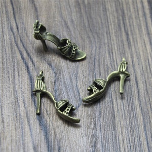 6pcs Huge High Heel Shoe Charms 3D Antique bronze Tone Stilettos charm pendants 30x26mm