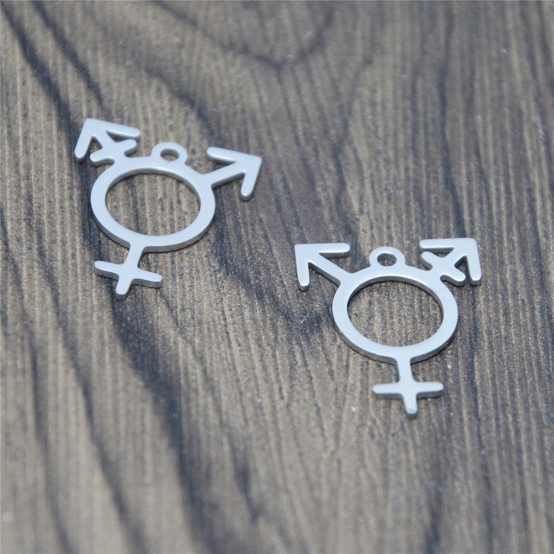5pcslot Transgender Pride charm identities non Binary lgbt Trans Pride Stainless steel Charm pendant 25x20mm