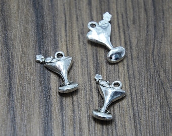 Bead Charm White Sterling Silver Themed 24.55 mm 7.27 Reflections Enameled Martini Dangle Bead Charm White Sterling Silver Themed 24.55 mm 7.27 Reflections Enameled Martini Dangle