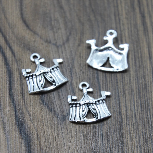 10pcs circus tent charm Antique silver tone circus charm pendant 22x22mm