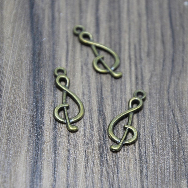 20pcs Musical Charms  bronze Tone Treble Clef music charms pendants 27x11mm