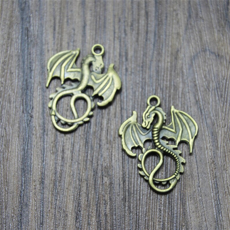 10pcs Dragon Charms Silver Bronze Tone Dragon Charm Pendants Etsy