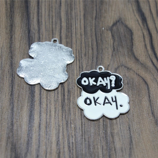 2pcs Okay Okay Charms Silver Tone Fault in Our Stars charms pendants 43x35mm