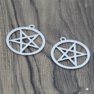 5pcs Stainless Steel Inverted Pentagram Charm Pendants (28x26mm)