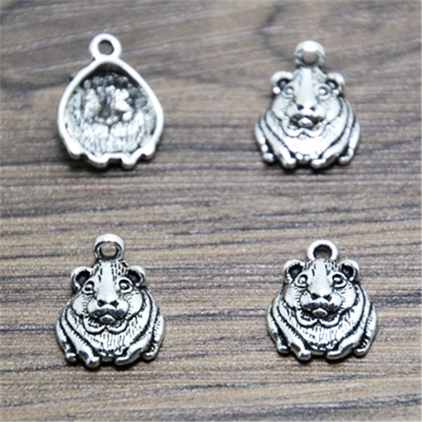 20pcs  Hamster Charms silver tone Guinea Pig or Gerbil charm pendants 14x18mm