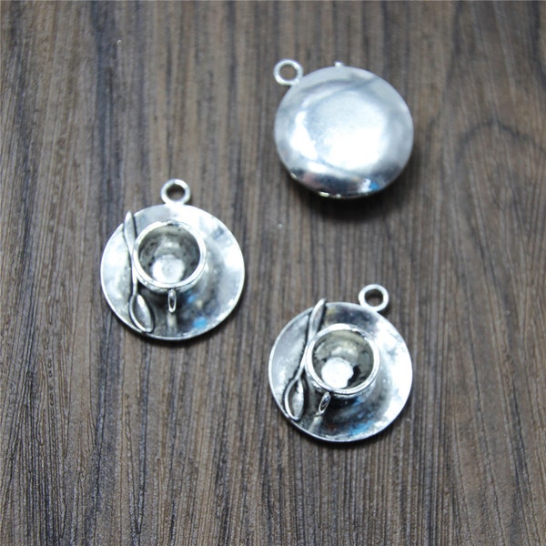 6pcs espressso tee cup Charms Silver tone coffee cup charm pendentifs 27x23mm