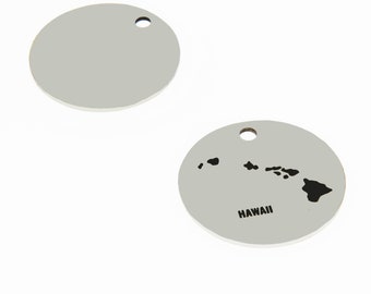 ハワイマップチャーム：ステンレススチールペンダント、DIYジュエリーメイキング（20 mm、10個）