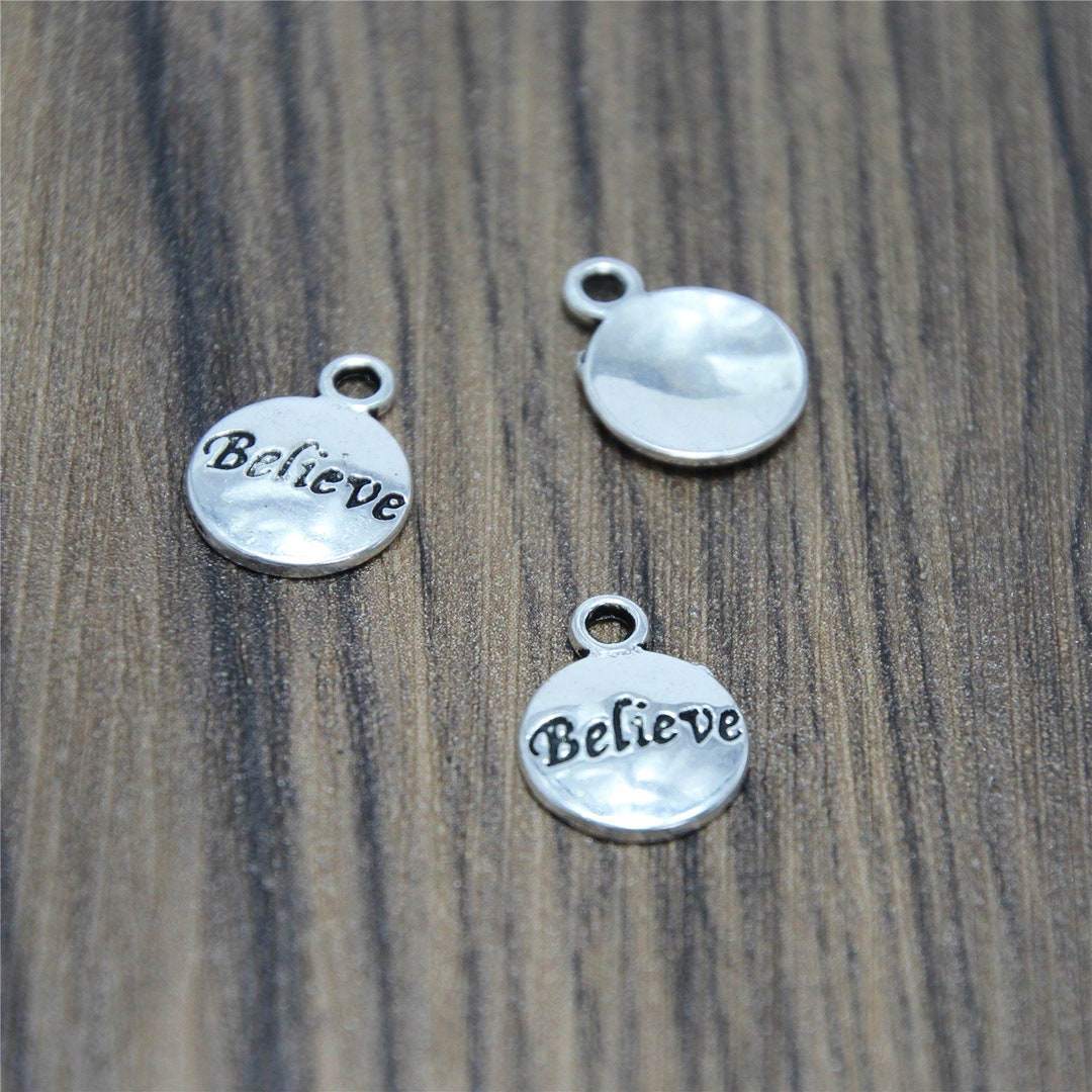 25pcs Believe Charm Silver Tone Believe Pendants Charms DIY Supplies ...
