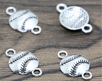 30cs Baseball Charms Silver Tone Baseball Stecker Charmber-Anhänger 22x14mm