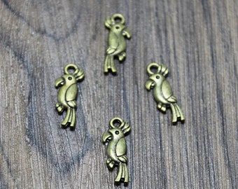 40PCS Parrot charms Antique Bronze Parrot Pendants Charms, Birds Charms 20x8mm