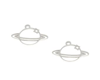 5pcs/lot Planet Saturn charm Circle Universe Sky Galaxy Stainless steel Charm pendant 25x23.5mm