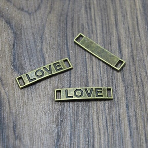 25pcs Love Charms Antique bronze LOVE Charm Pendants love Connectors 6x28mm