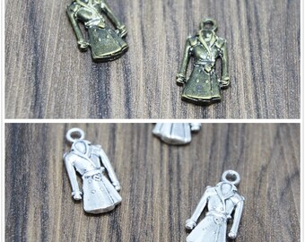 20pcs Mini Coat Charms: Bronze & Silver Zinc Alloy Pendants (23x12mm)