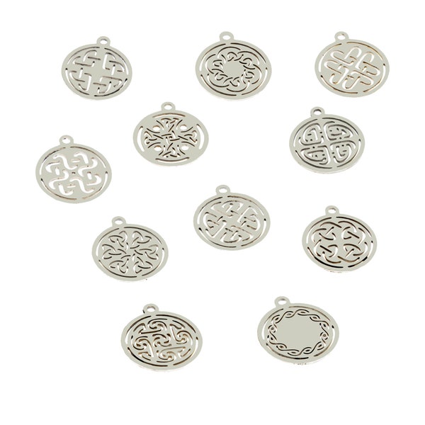 5Pieces/lot Celtic Knot Charm Stainless Steel Pendant for Diy Necklace Jewelry Making 20mm