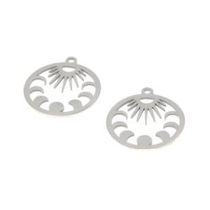 5pcs/lot Sun and Moon charm Moon Sun Stainless steel Charm pendant 25mm