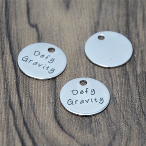 10pcs defy gravity charm silver tone message charm pendant 20mm