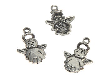 50 Silver Tone Angel Charms: DIY Jewelry Accessories (10x16mm)