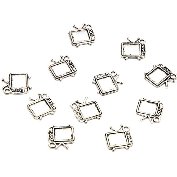 30pieces/lot Mini television Charm TV Electric appliance Antique silver pendant DIY for Jewelry Making 15x13mm